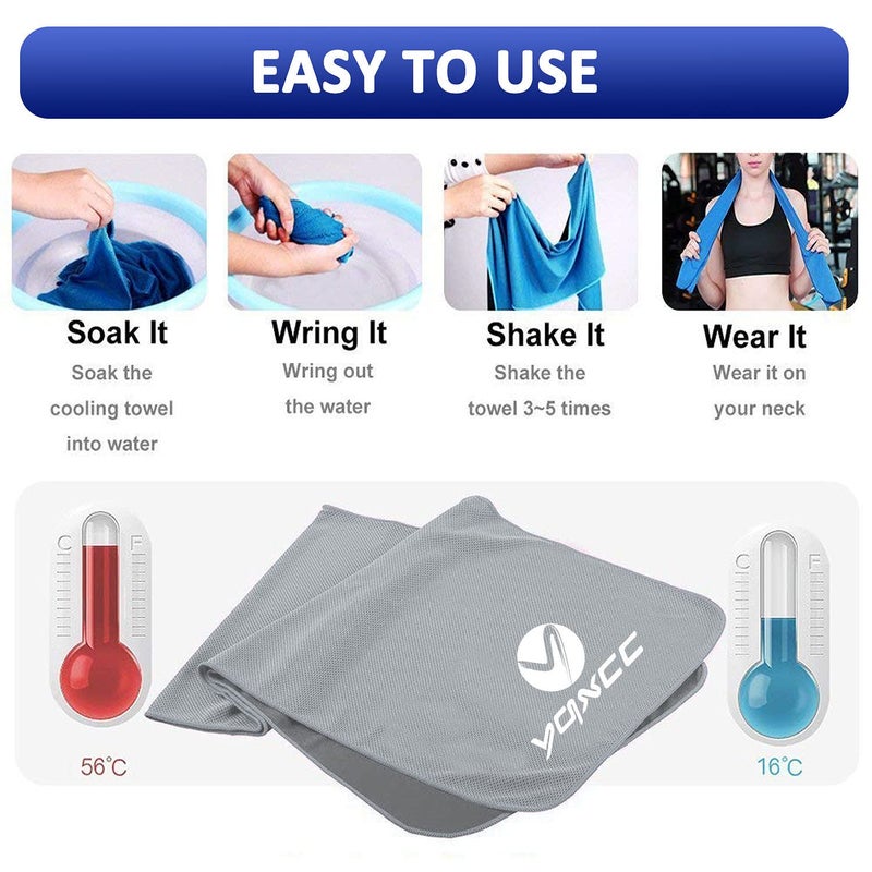 YQXCC Cooling Towels | 4 Pack 47""x12"" | Ice Cool for Neck | Microfiber Soft Breathable Chilly | for Yoga  Sports  Golf  Gym  Camping  Running  Fitness  Workout & More Activities - Image 4